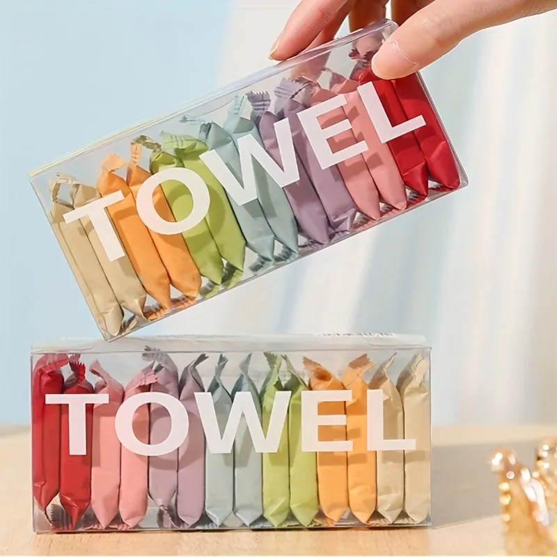 14 pièces/boîte gant de toilette jetable serviette de voyage Portable épaissi compressé visage nettoyage beauté serviette carrée