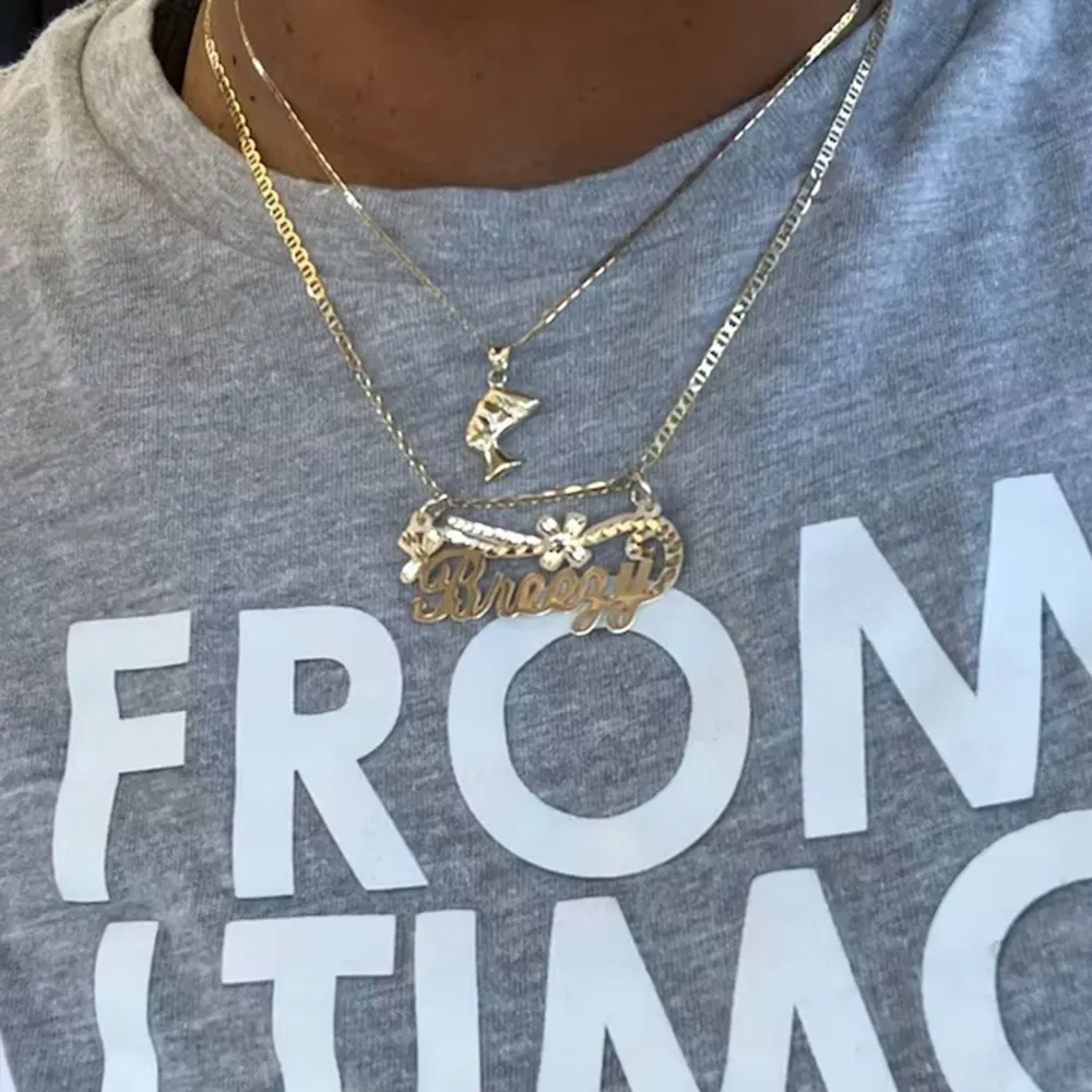Collier plaqué or 14K personnalisé acier inoxydable femme cadeau