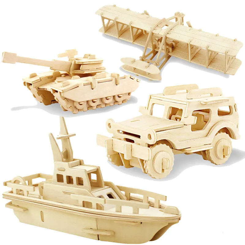 3D bricolage bois Puzzle jouet série militaire réservoir véhicule modèle ensemble créatif assemblé éducation Puzzle jouets cadeaux pour enfants enfants