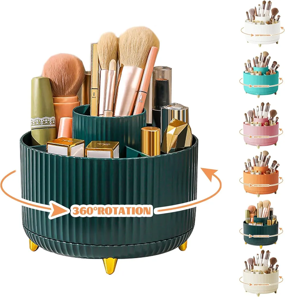 5 emplacements 360 ° Porte-pinceaux de maquillage rotatif, organisateu