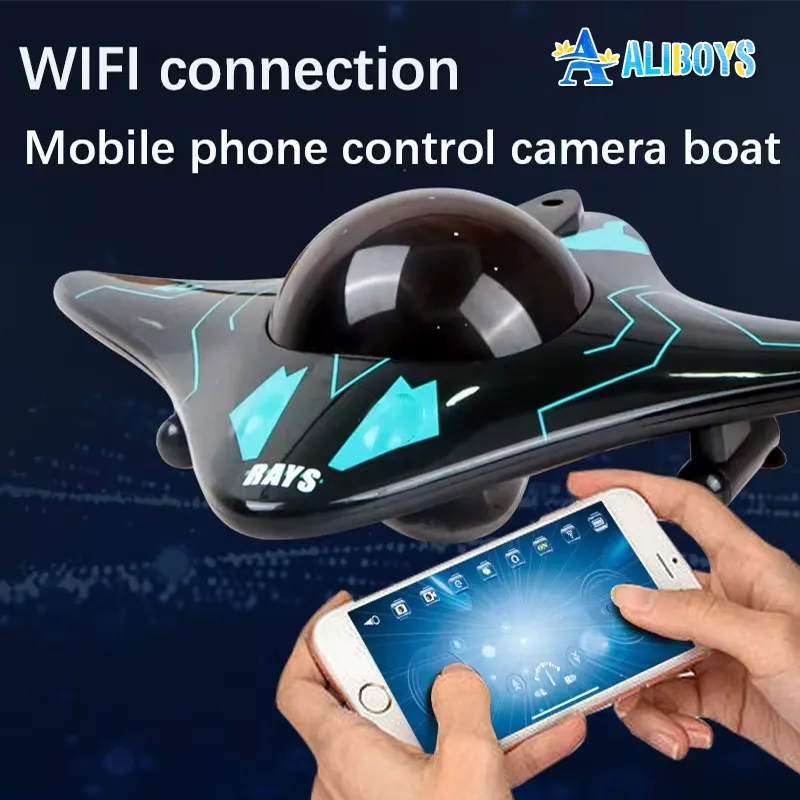 Bateau RC 6CH avec caméra sous-marine submersible, télécommande Wifi FPV, bateaux télécommandés, jouet radiocommandé pour garçons, cadeaux pour enfants