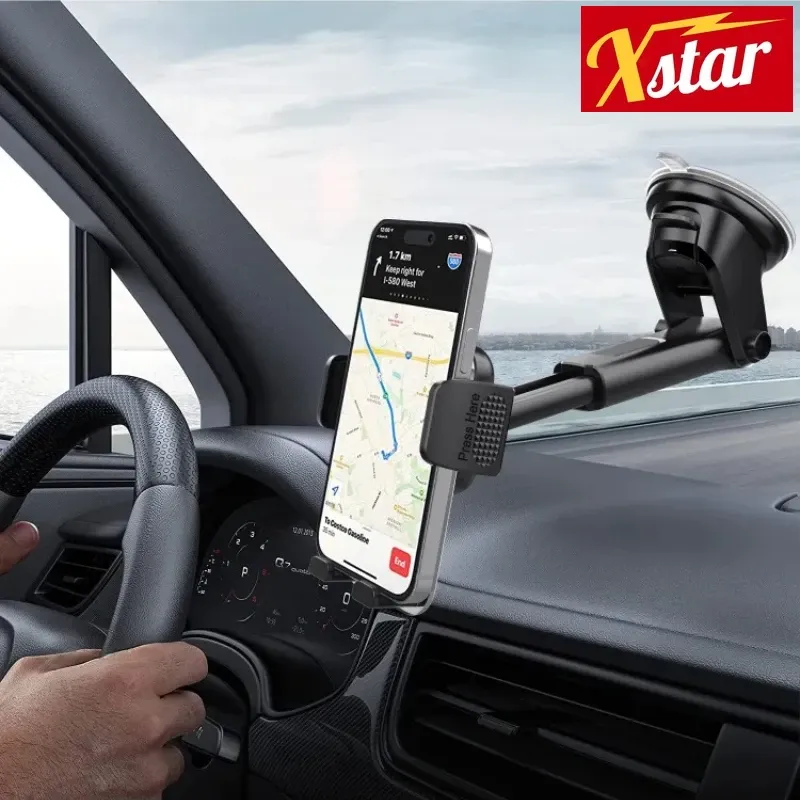 Car Phone Holder for Dashboard Windshield Acrylic Cellphone Mount Clip Support Stand for 4.7-7" Mobile Phone, Auto Accessories
