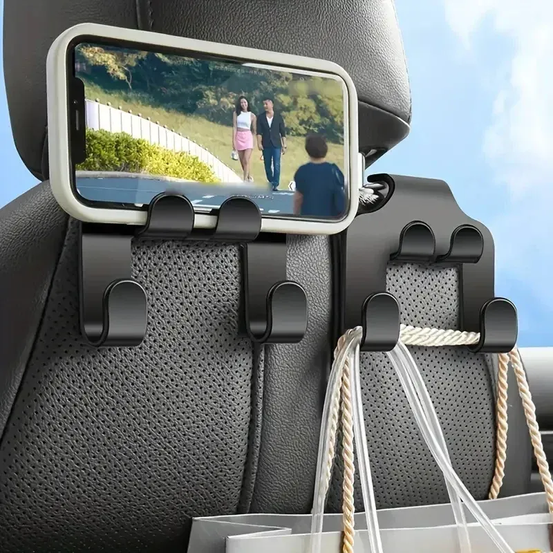 Crochet de siège arrière de voiture, rangement suspendu, support de téléphone portable, support d'appui-tête de téléphone paresseux pour iPhone Samsung tous les téléphones