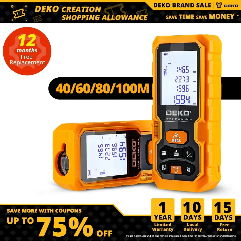 DEKO DKLD05 télémètre Laser portatif 40M 60M 80M 100M Mini télémètre L