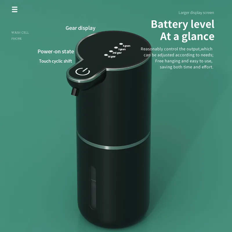 Distributeur de savon électrique Rechargeable de 380ML, 4 niveaux régl