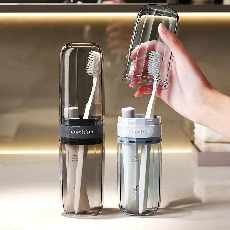 Étui de voyage transparent pour brosse à dents, étui rigide tout-en-un pour les voyages d'affaires, la salle de sport et les trajets quotidiens, design hygiénique et sécurisé
