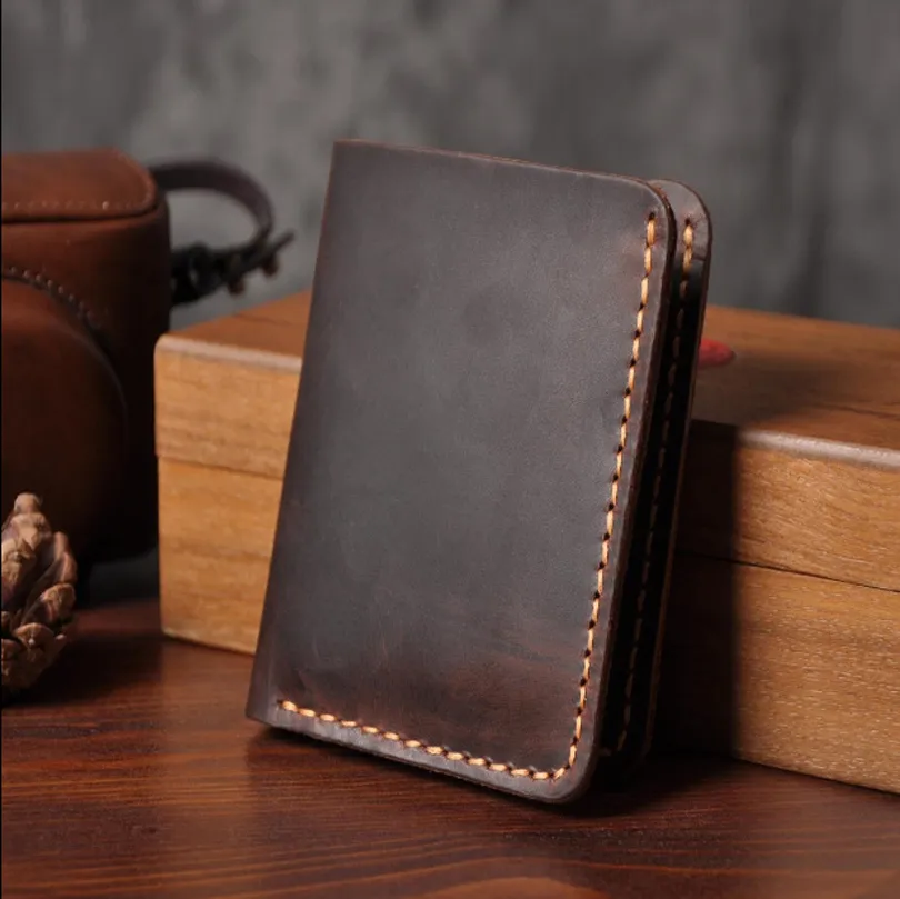 Portefeuille homme cuir vintage Crazy horse fait main porte-cartes