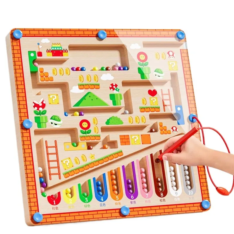 Labyrinthe magnétique pour enfants, balle de marche, formation à la Concentration pour bébé, écriture de pensée logique, jouet Puzzle d'éducation précoce de 3 ans