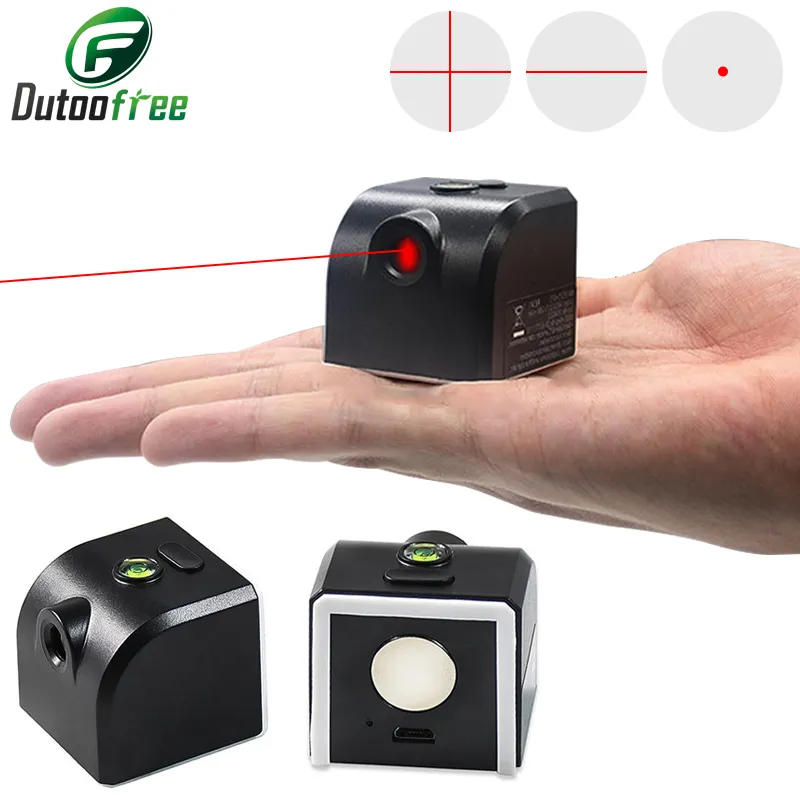 Mini niveau laser portable à chargement USB, lumière rouge et verte, positionneur laser croisé infrarouge, outil de mesure horizontale et verticale