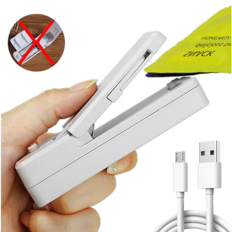 Mini scelleuse de sacs rechargeable par USB 2 en 1, thermoscelleuse av