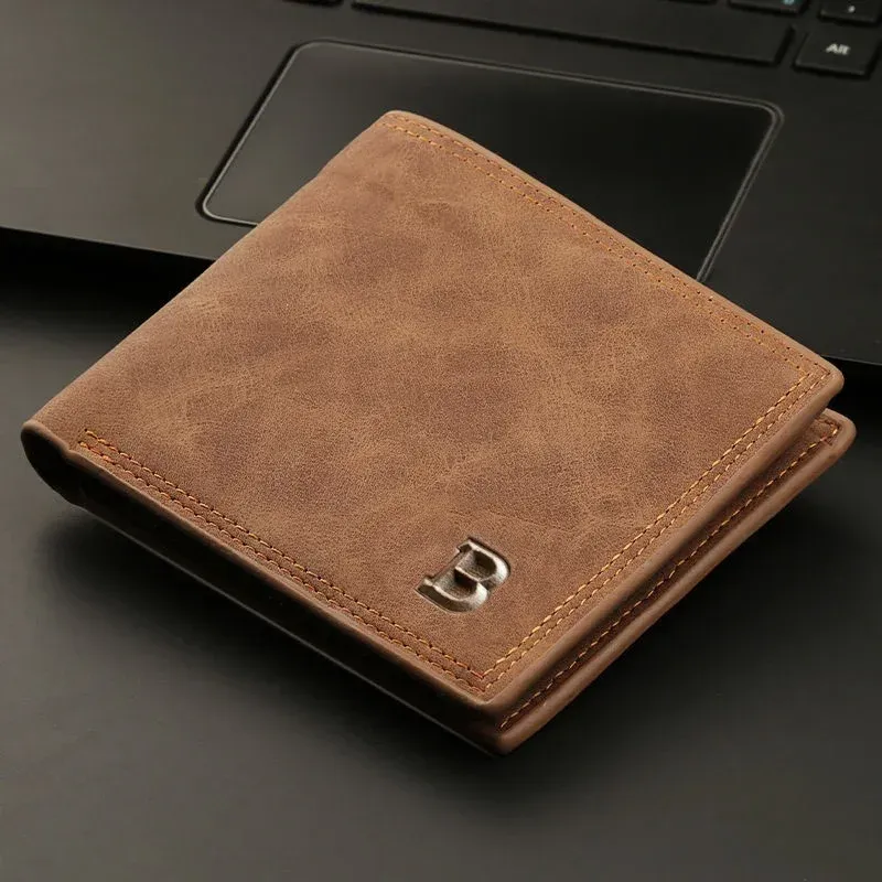 Portefeuille homme rétro court avec poche à monnaie zippée