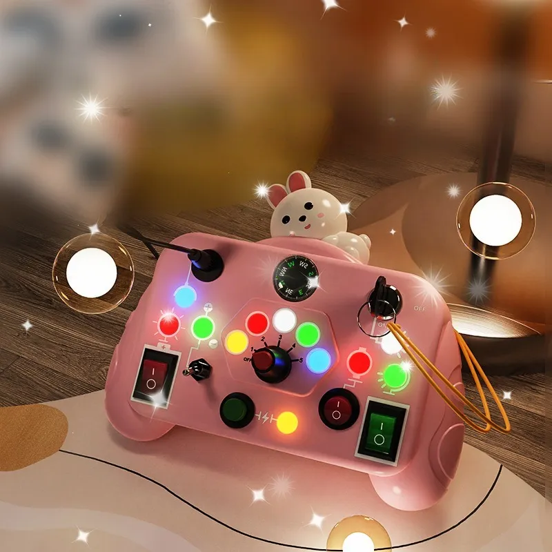 Planche occupée Montessori, jouets sensoriels en bois avec interrupteur de lumière LED, panneau de commande, activités de voyage, jeux pour enfants de 2 à 4 ans