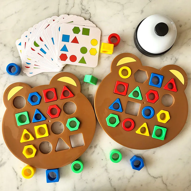 Puzzle de géométrie assressentipetit ours, jeu de société coule, éducation Montessori, nuits parent-enfant, 1 ensemble