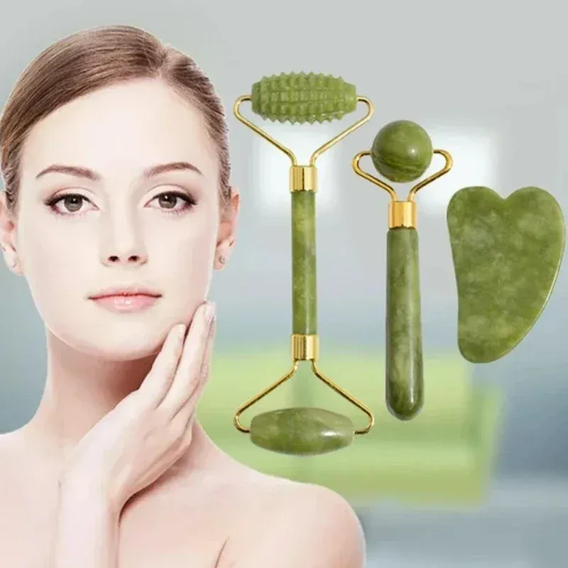 Rouleau de Massage Facial en Jade Naturel