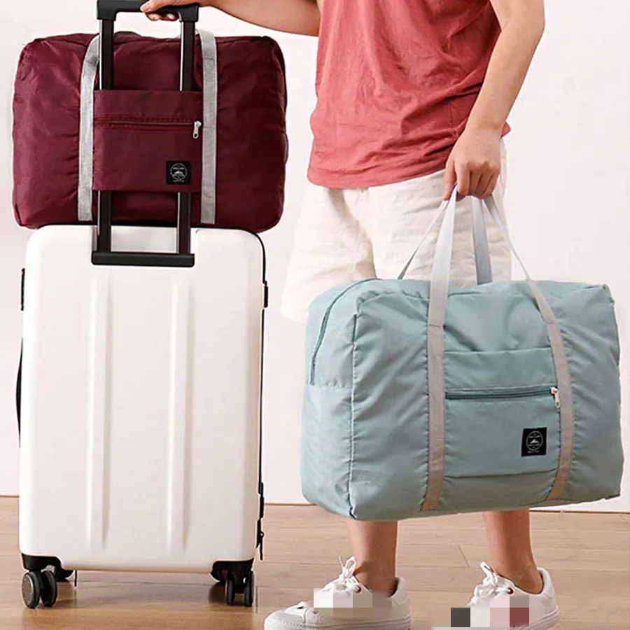 Sacs de voyage pliables de grande capacité, sac de rangement léger, sac à main multifonctionnel pour avion, fourre-tout en nylon pour week-end