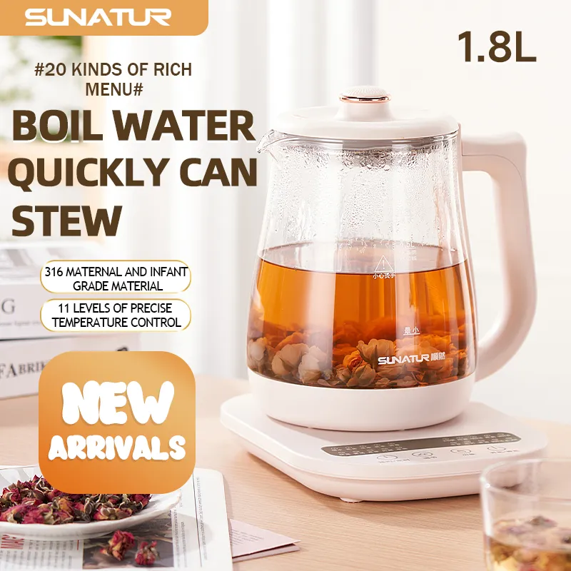Bouilloire électrique SUNATUR verre 220V multifonction 800W conservation 24h