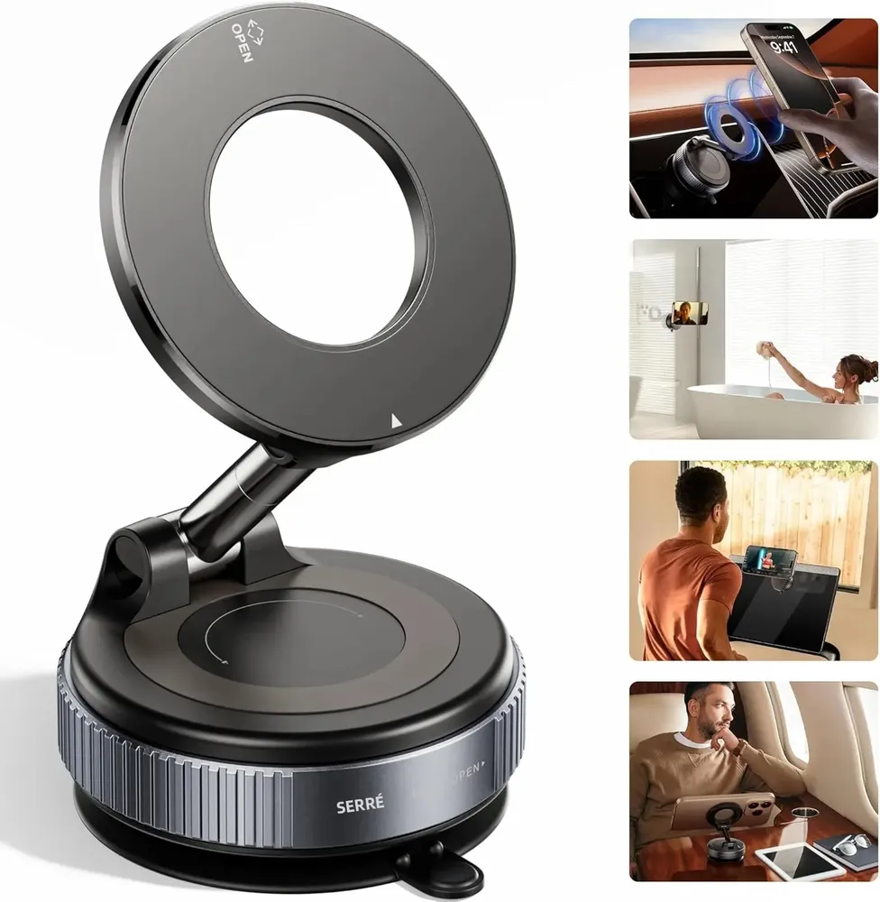 Support magnétique électrique pour voiture avec aspiration 360° ° Supp