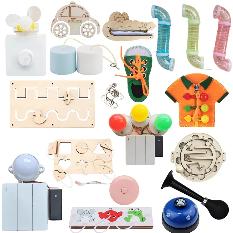 Tableau d'activités Montessori DIY en bois avec accessoires LED, ventilateur, interrupteur, lumière, tuyauterie, jouet éducatif, planche de correspondance, jouet éducatif manuel