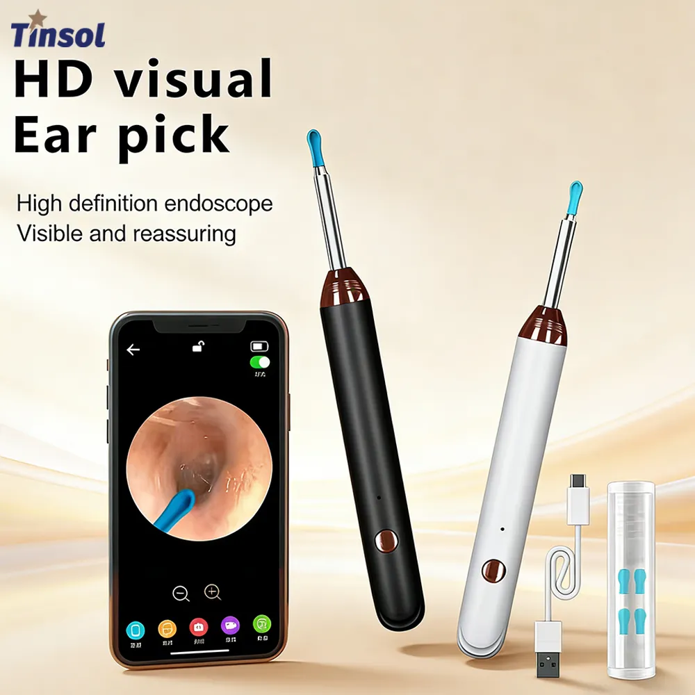 Nettoyeur d'oreilles intelligent visuel, Otoscope, Endoscope, Outil de retrait de cérumen avec caméra et chargement USB-C