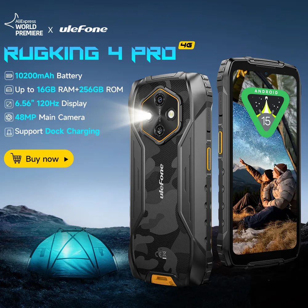 Ulefone RugKing 4 Pro – Smartphone robuste étanche 10200mAh, Android 15