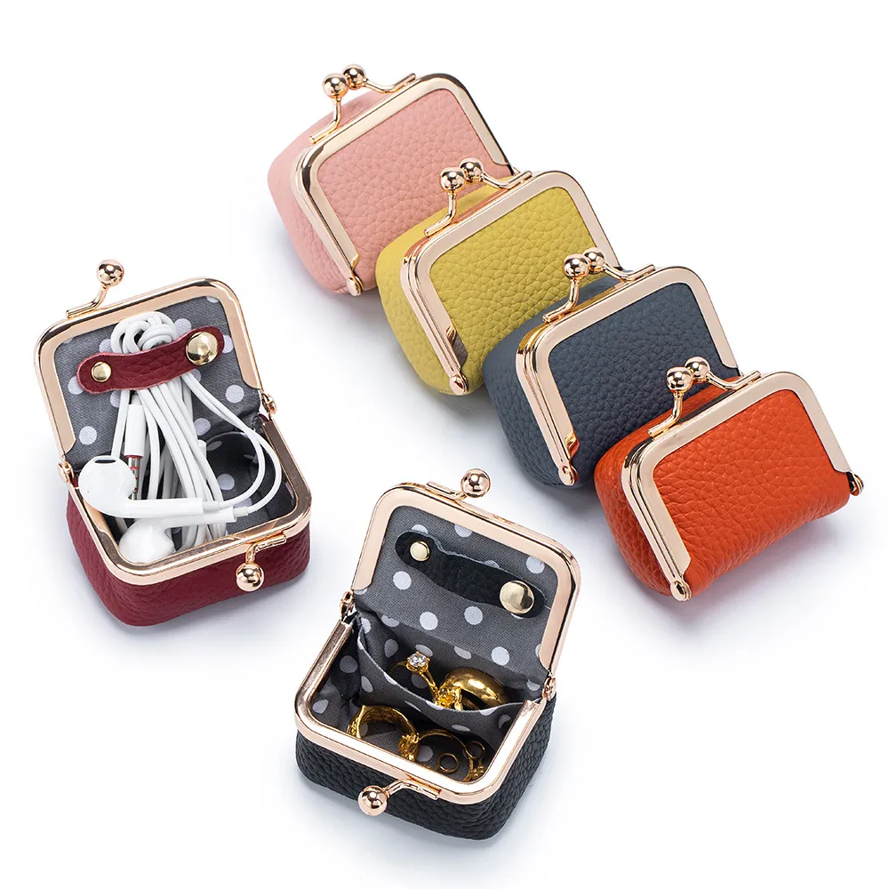Portefeuille femme petit cuir véritable bijoux bague collier